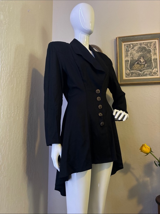 Addiction Jackets & Blazers - Addiction Women's Black Asymmetrical Blazer with Decorative Buttons